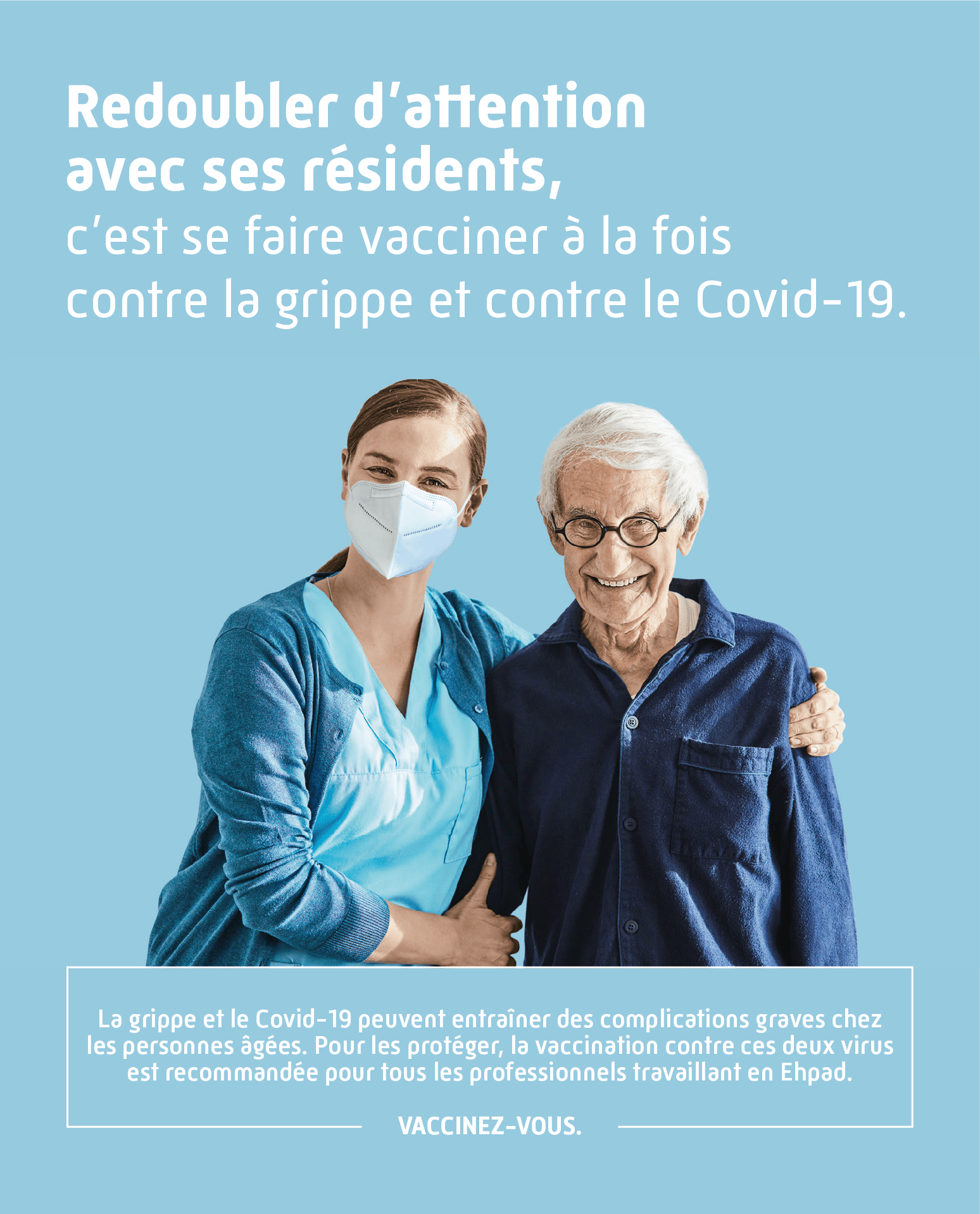 Affiche A3 – Campagne grippe et covid-19 – Ehpad