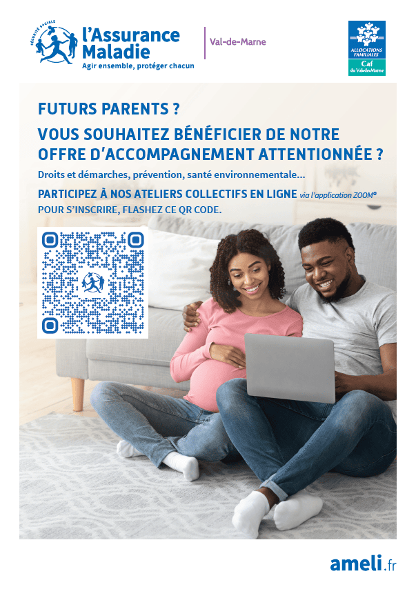 Affiche A3 des ateliers maternité de la CPAM94